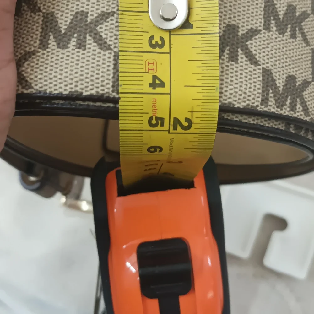 Authentic Michael Kors Womens Gold MK Buckle Belt Light Brown Signature Belt - Picture 13 of 14